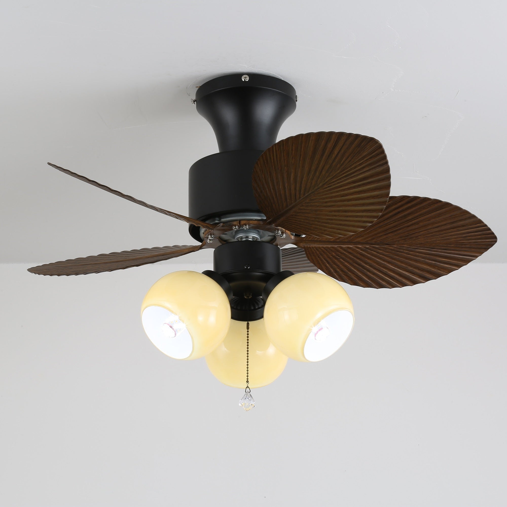 Plafondventilator met Verlichting Vintage Houtlook – Afmetingen Ø80×30 cm Scandinavisch Design voor Woonkamer Slaapkamer Natuurlijk Interieur | Sansoti