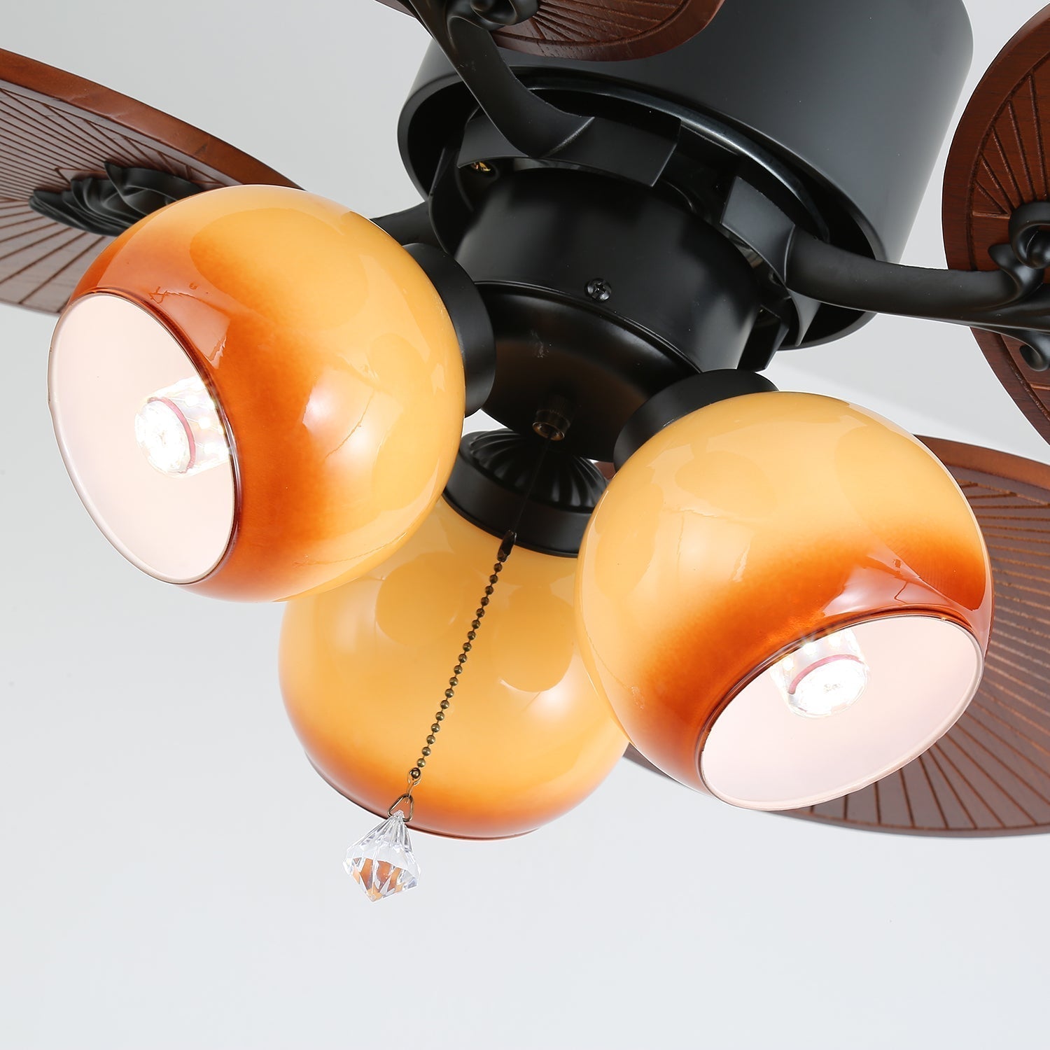 Tropische Plafondventilator met Glazen Lampenkap - Stille Kamerventilator 6-snelheden Afstandsbediening | Sansoti
