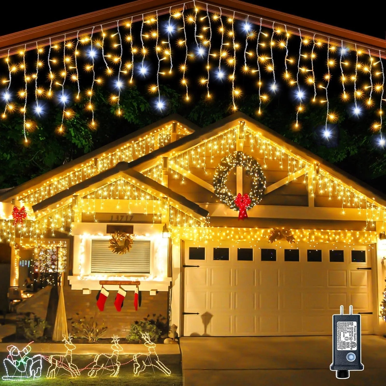 LED IJspegelverlichting 4-32m Warm Wit Flakkereffect Kerst Tuindecoratie Exterieur IP44 Waterdicht | Sansoti