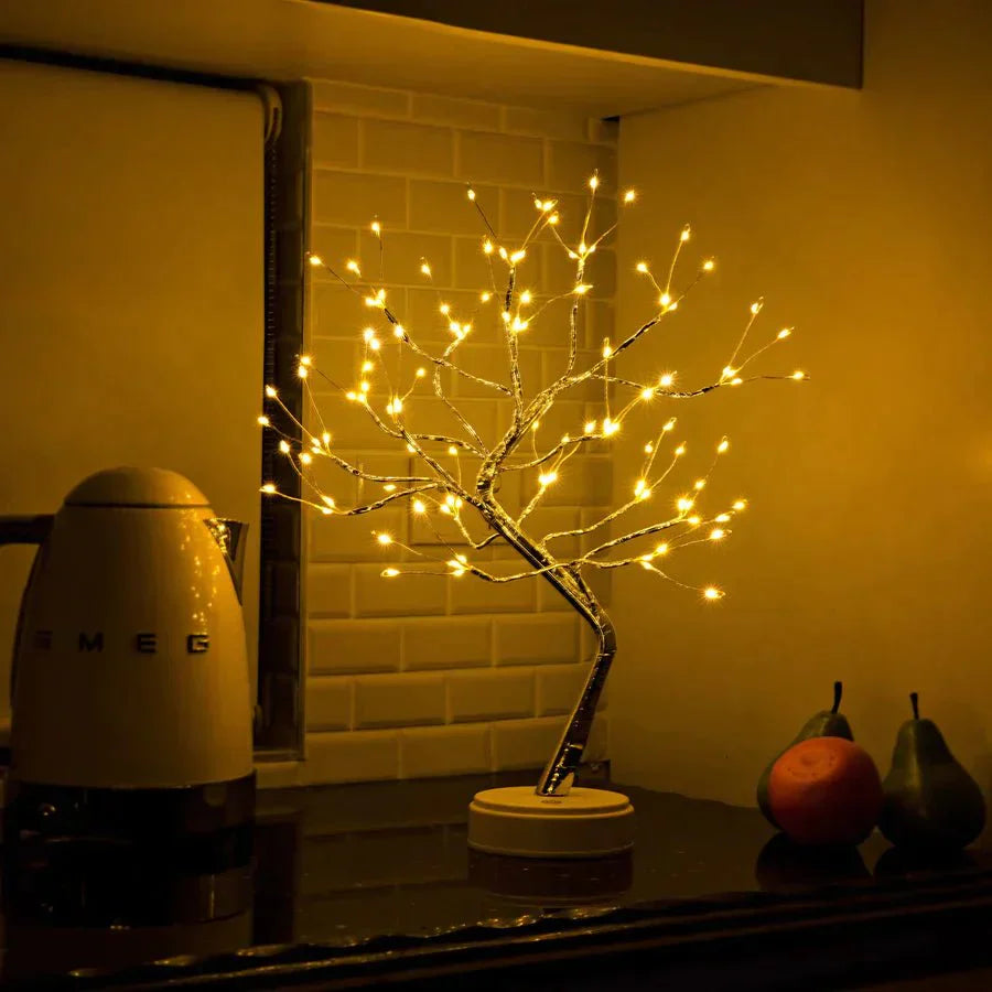 LED Baumlampe Touch Batterie Warmweiß Tischlampe Nachtlicht Schlafzimmer Wohnaccessoire Stimmungslicht Dekorative Baumlampe | Restfield