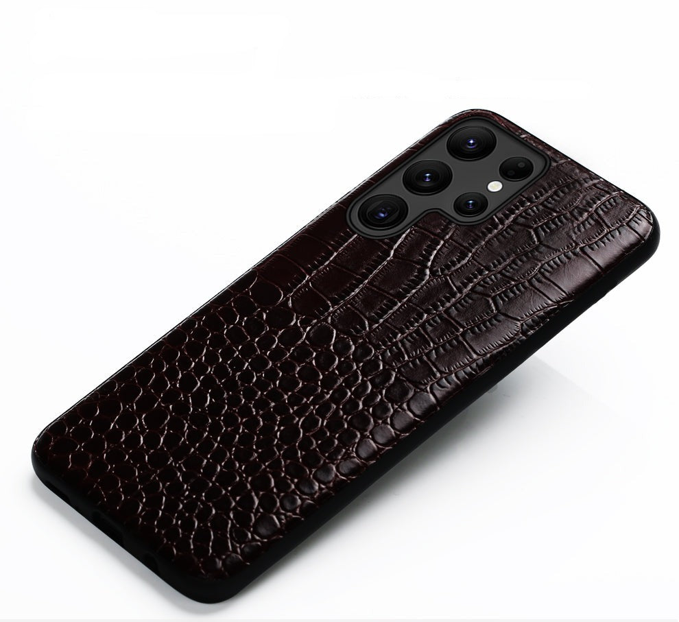 Dwukolorowe skórzane etui na telefon do modeli Samsung z ochroną aparatu i odpornością na wstrząsy | Sansoti