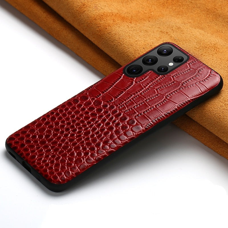 Dwukolorowe skórzane etui na telefon do modeli Samsung z ochroną aparatu i odpornością na wstrząsy | Sansoti