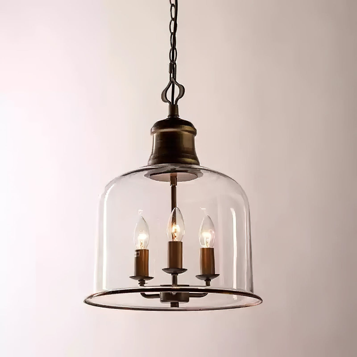 Glazen Hanglamp IJzer Vintage Stijl Koper Zwart E12 E14 Fitting Eetkamer Keuken Woonkamer Entree Retro Design | Sansoti