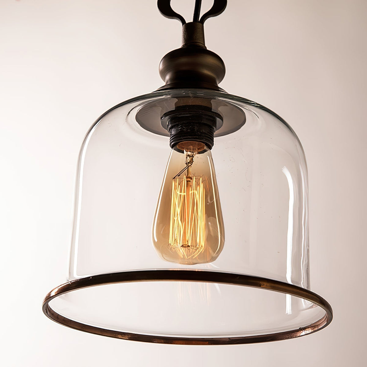 Glazen Hanglamp IJzer Vintage Stijl Koper Zwart E12 E14 Fitting Eetkamer Keuken Woonkamer Entree Retro Design | Sansoti