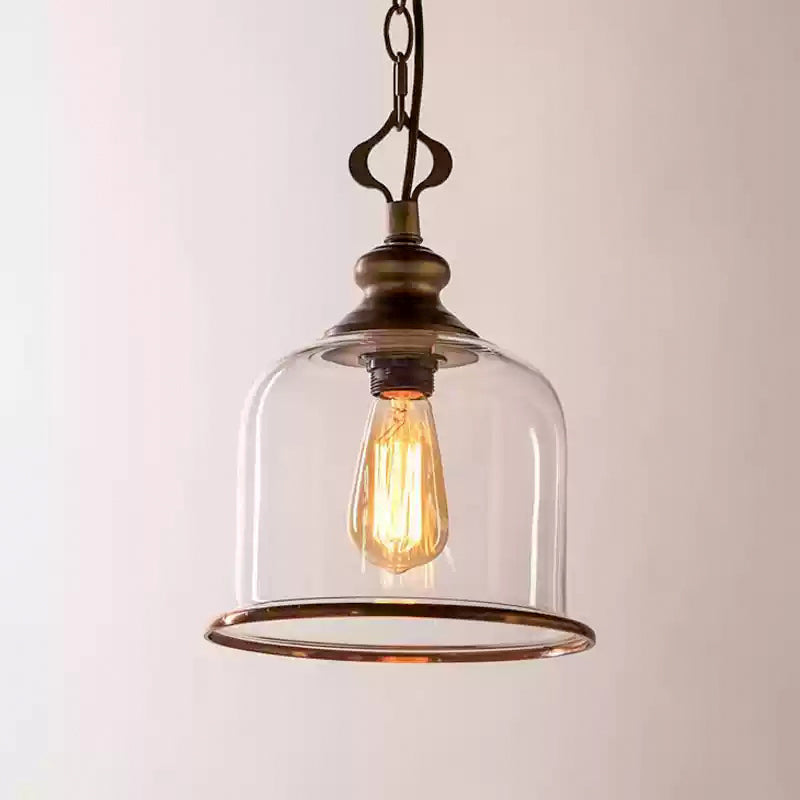 Glazen Hanglamp IJzer Vintage Stijl Koper Zwart E12 E14 Fitting Eetkamer Keuken Woonkamer Entree Retro Design | Sansoti