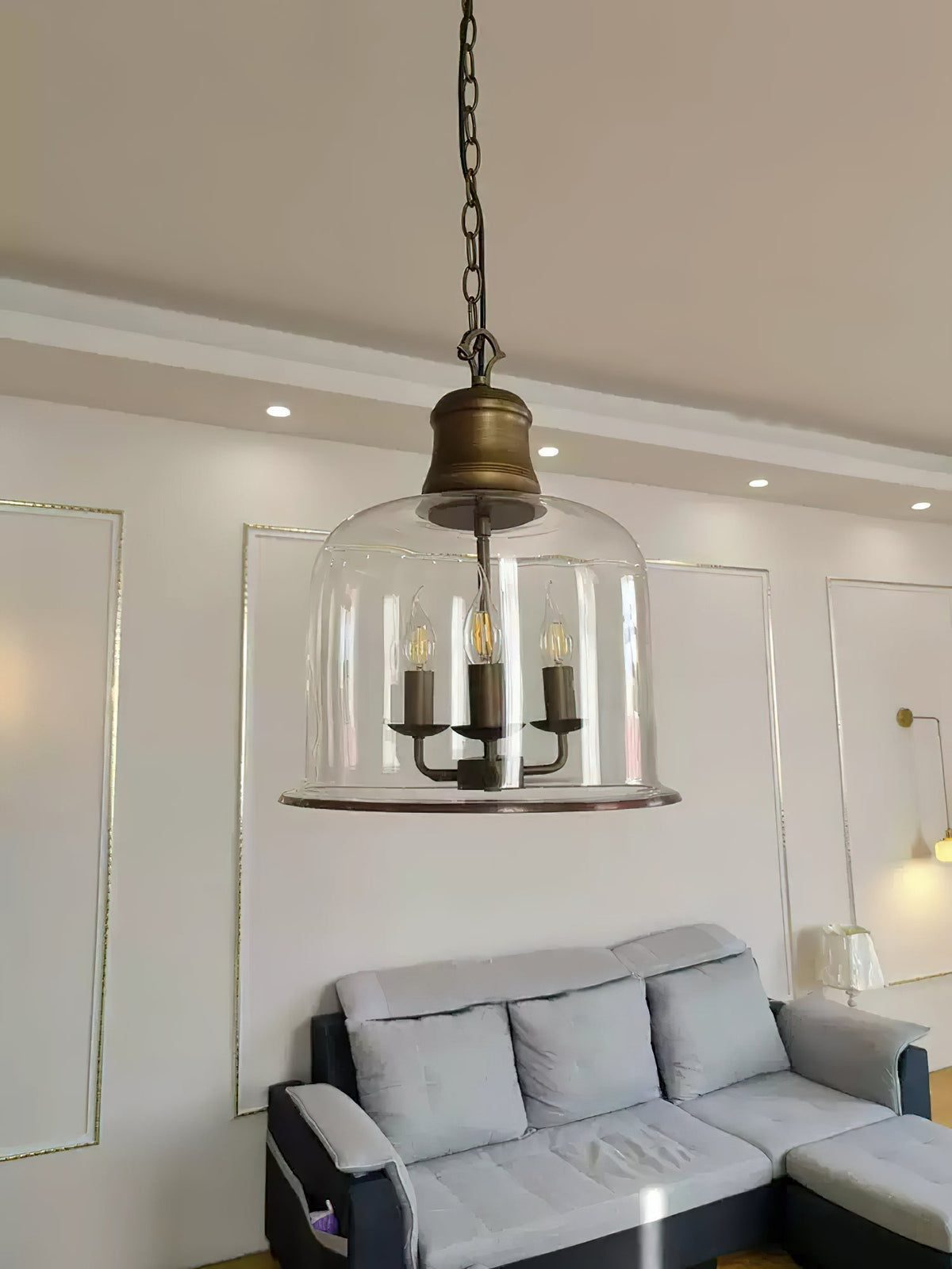 Glazen Hanglamp IJzer Vintage Stijl Koper Zwart E12 E14 Fitting Eetkamer Keuken Woonkamer Entree Retro Design | Sansoti