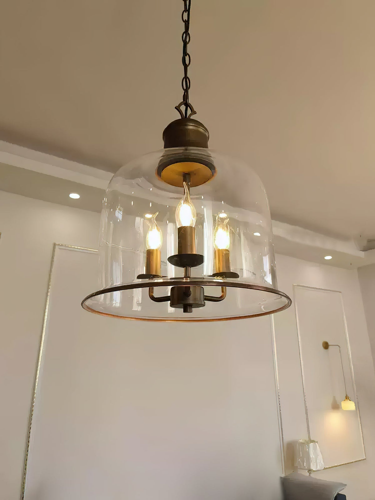 Glazen Hanglamp IJzer Vintage Stijl Koper Zwart E12 E14 Fitting Eetkamer Keuken Woonkamer Entree Retro Design | Sansoti