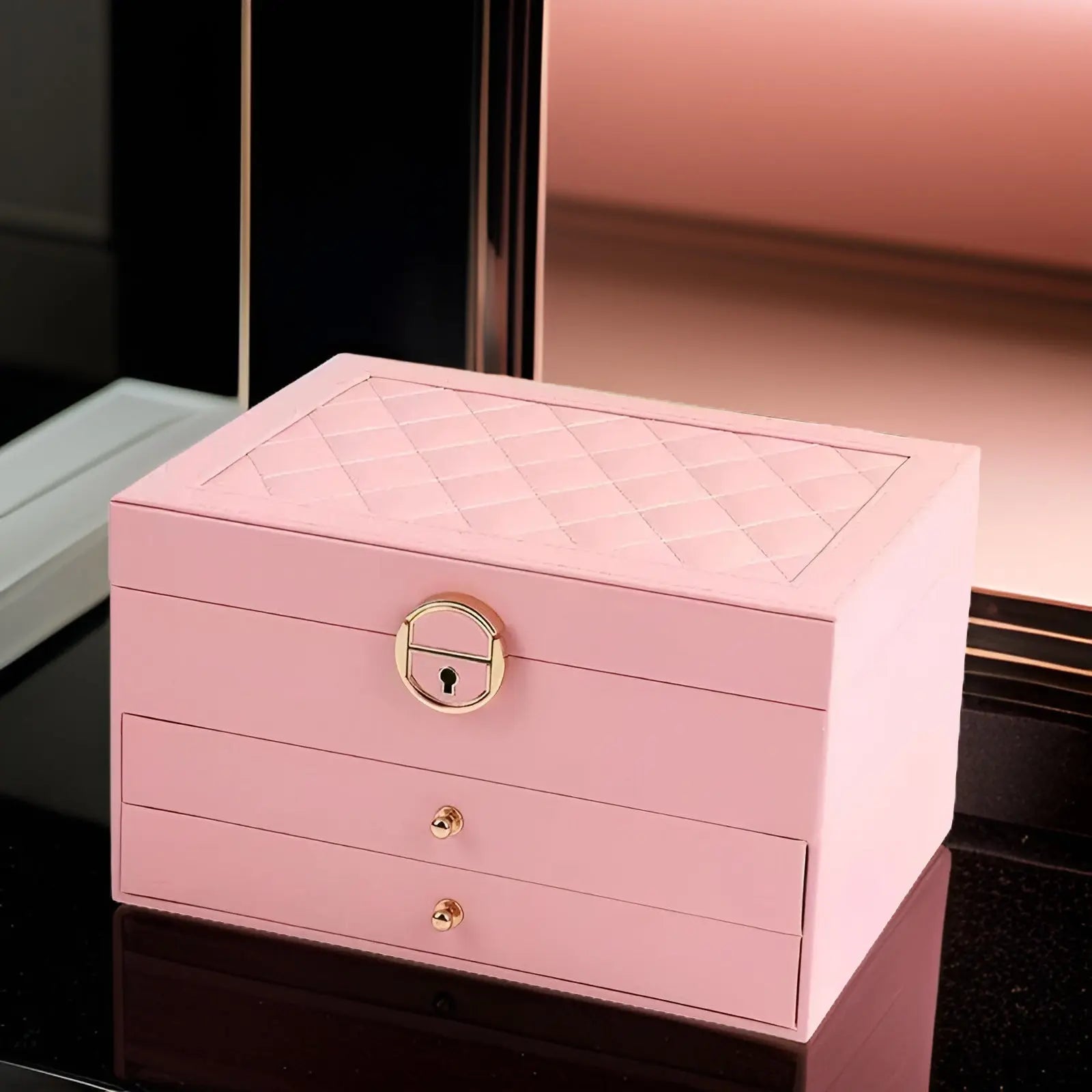 Luxe Sieradenbox met Meerdere Lagen – Elegante Opberger voor Ringen Kettingen Oorbellen – PU Leer – 23x17x13,5 cm | Sansoti