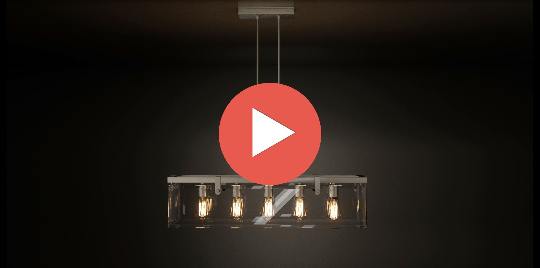 Suspension Rectangulaire Cube Verre Acier Nickel 93cm Salle à manger Moderne | Restfield