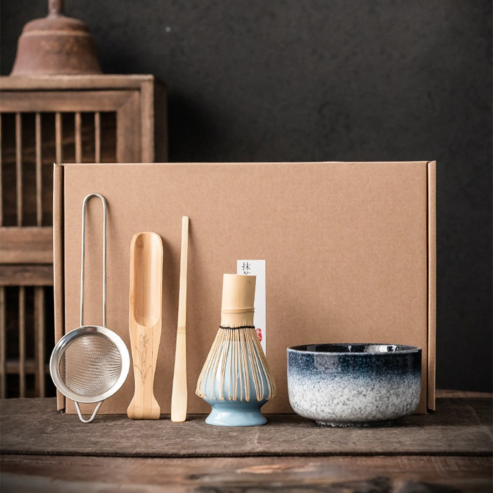 Matcha Theeset Compleet Met Bamboe Klopper Keramische Kom Traditioneel 6 Delig | Sansoti