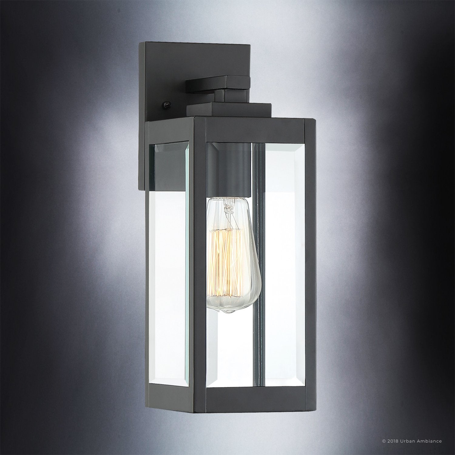 Applique extérieure Murale Acier Noir Verre 36cm Moderne Ferme Étanche | Restfield