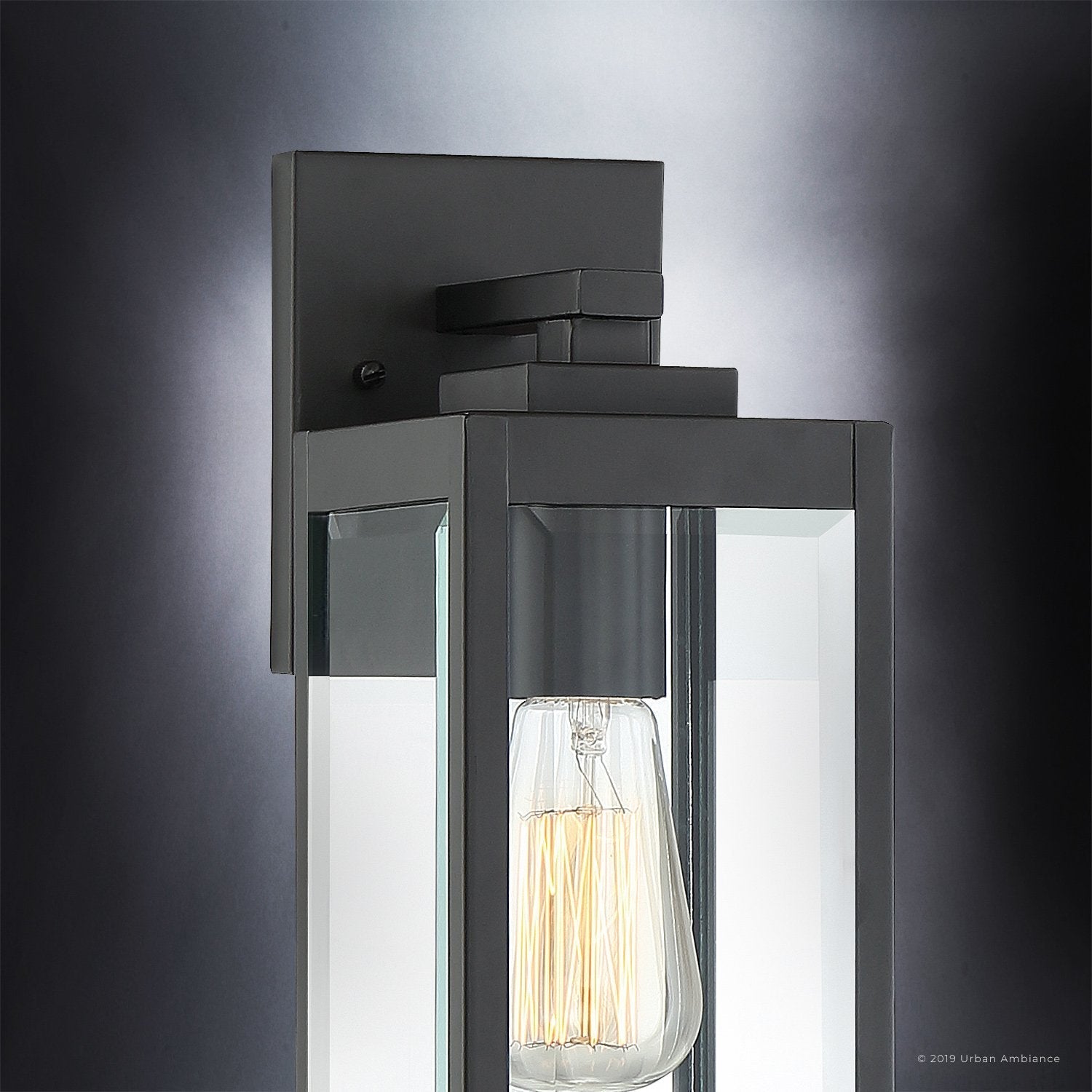Applique extérieure Murale Acier Noir Verre 36cm Moderne Ferme Étanche | Restfield