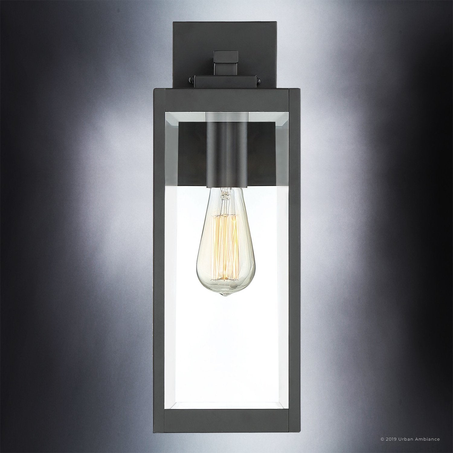 Applique extérieure Murale Acier Noir Verre 43cm Moderne Ferme Étanche | Restfield