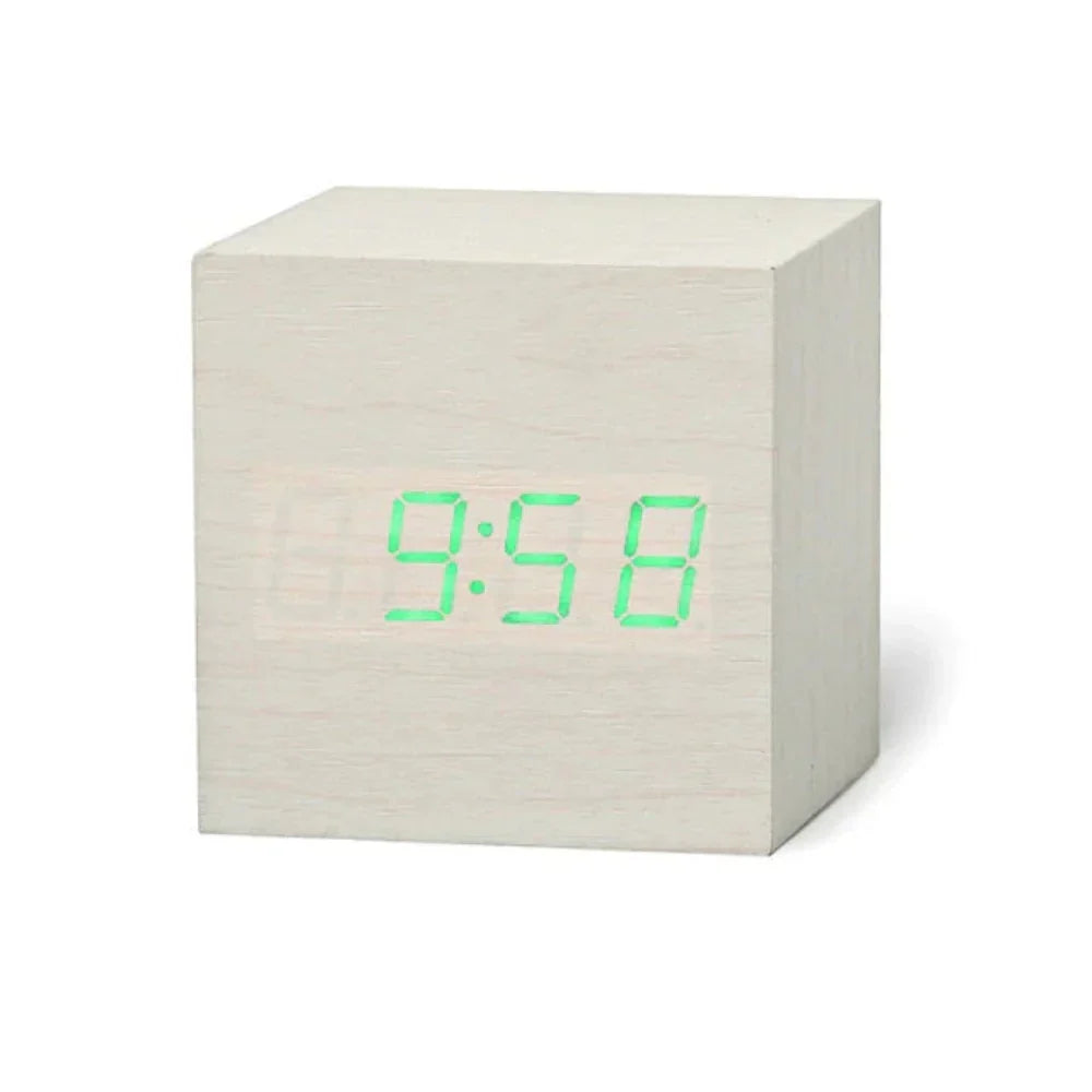 Compacte LED-Wekker Kubusvorm met Temperatuurweergave Nachtmodus en Alarmfunctie voor Slaapkamer Bureau | Sansoti