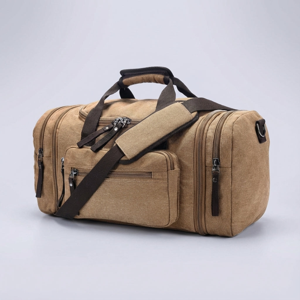 Uitbreidbare Canvas Weekendtas 40-50L Katoen Reistas Schoudertas Sporttas Handbagage voor Korte Reizen | Sansoti