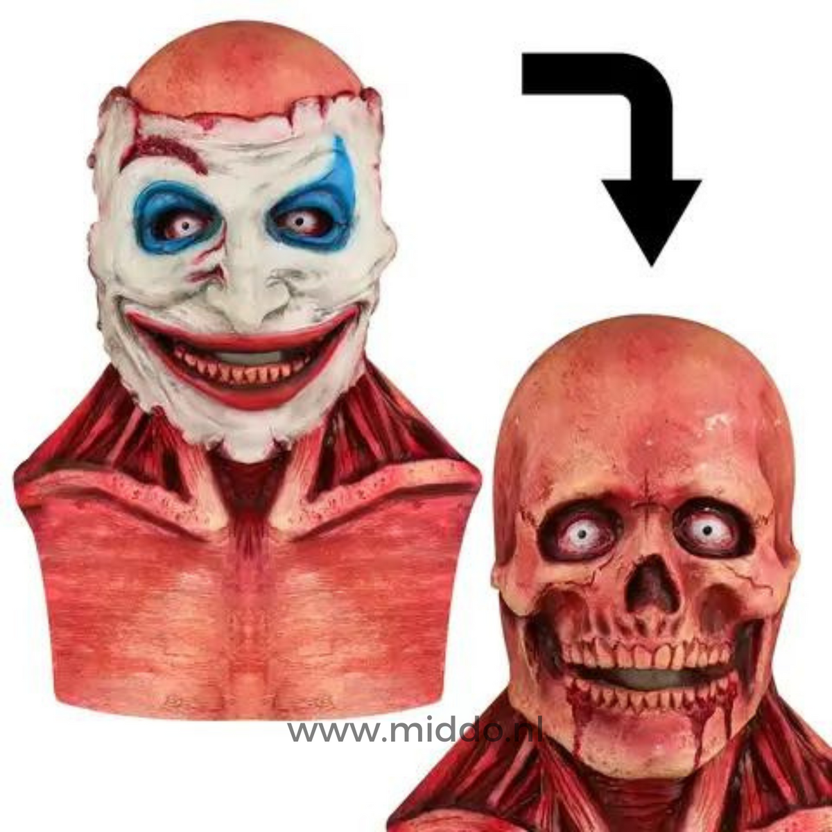 Latex-Horror-Vollgesichtsmaske mit beweglichem Kiefer, Peel-off-Schicht, realistisches Halloween-Kostümzubehör | Sansoti