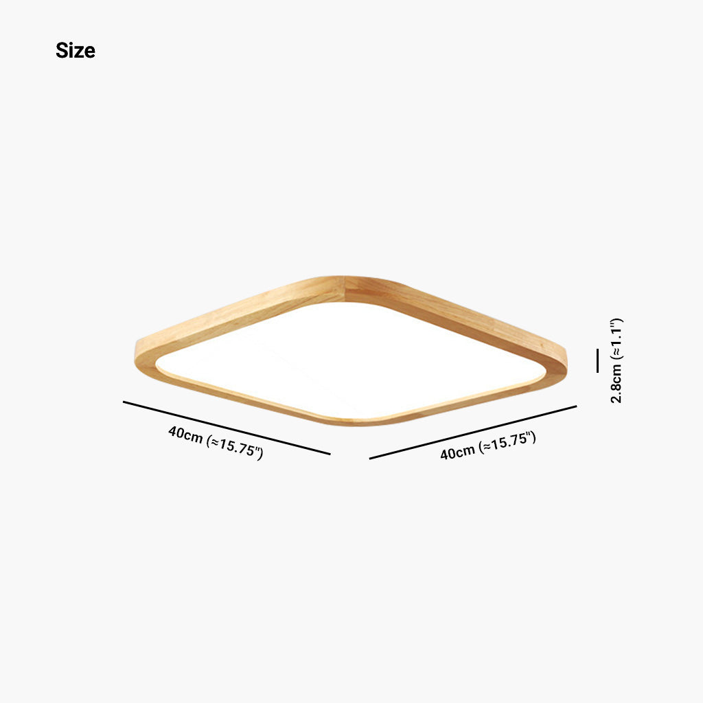 Ultradünne Holz-Deckenleuchte Full-Spectrum-LED Dimmbar mit Einstellbarer Farbtemperatur Modern Skandinavisch | Sansoti