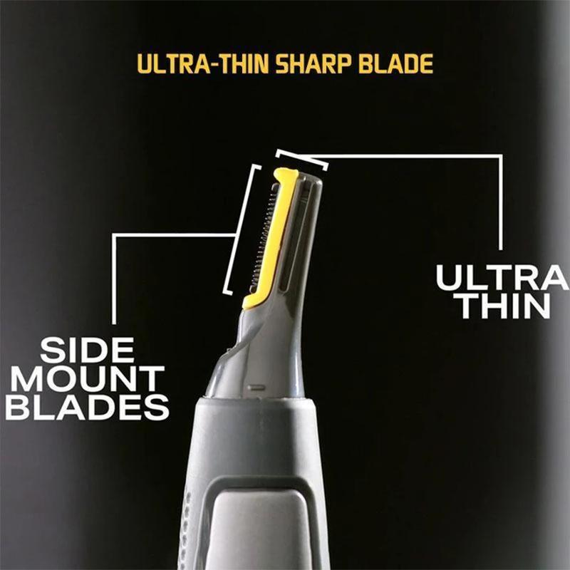 Tondeuse de précision rechargeable à LED en acier inoxydable gris pour l’entretien de la barbe, du nez, des sourcils et des oreilles | Sansoti