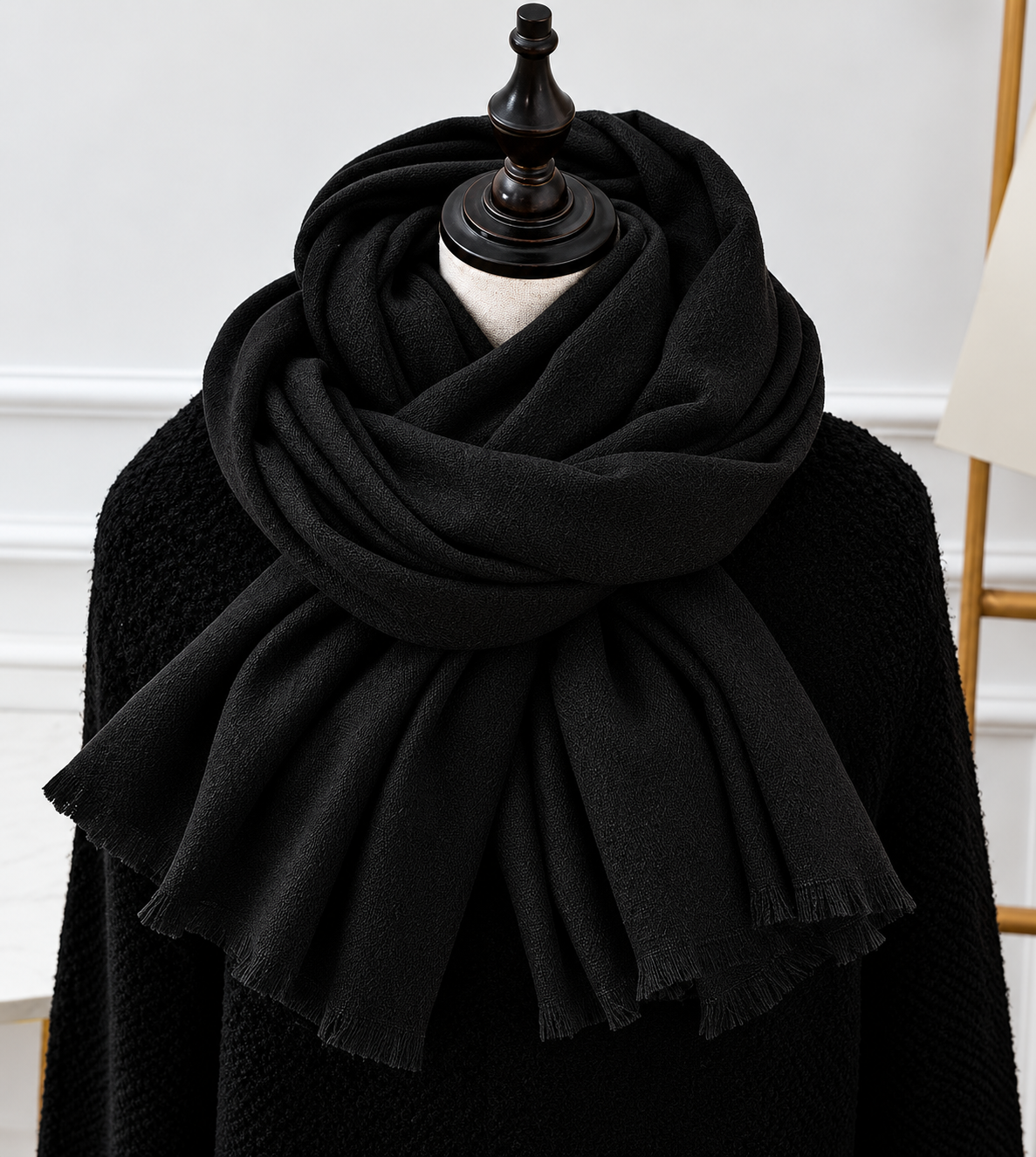 Écharpe en maille finement tissée, unisexe, longue et fluide, accessoire d’hiver chaud pour l’automne-hiver | Sansoti
