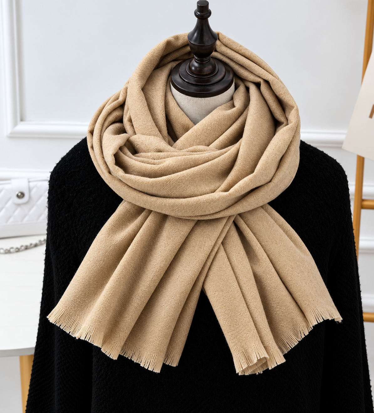 Écharpe en maille finement tissée, unisexe, longue et fluide, accessoire d’hiver chaud pour l’automne-hiver | Sansoti
