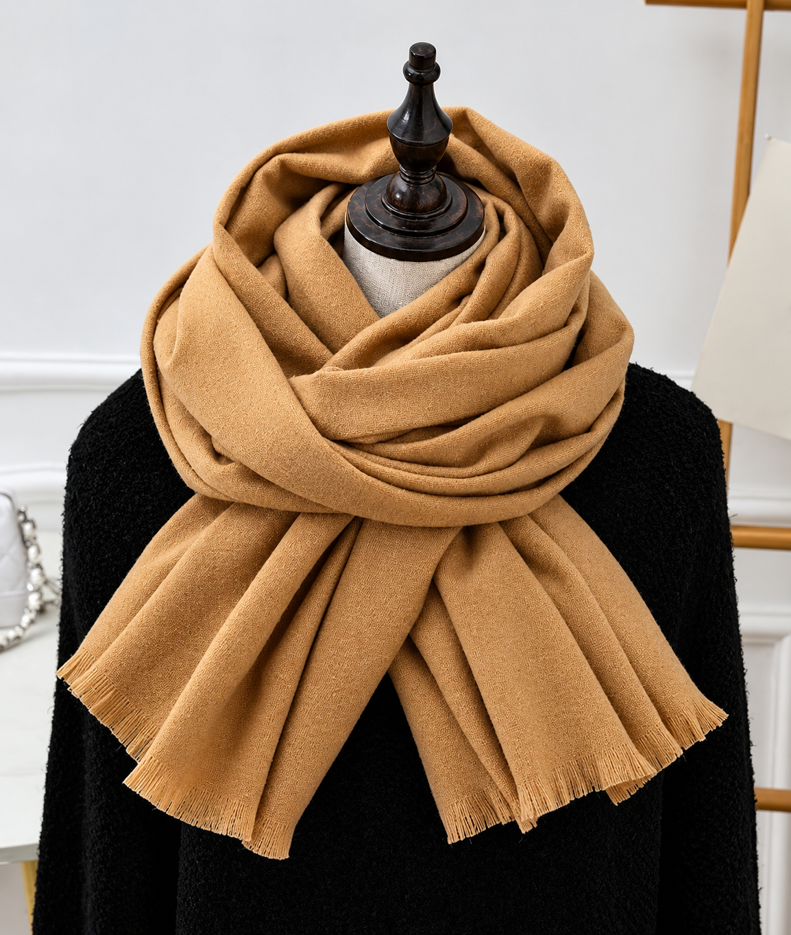 Écharpe en maille finement tissée, unisexe, longue et fluide, accessoire d’hiver chaud pour l’automne-hiver | Sansoti