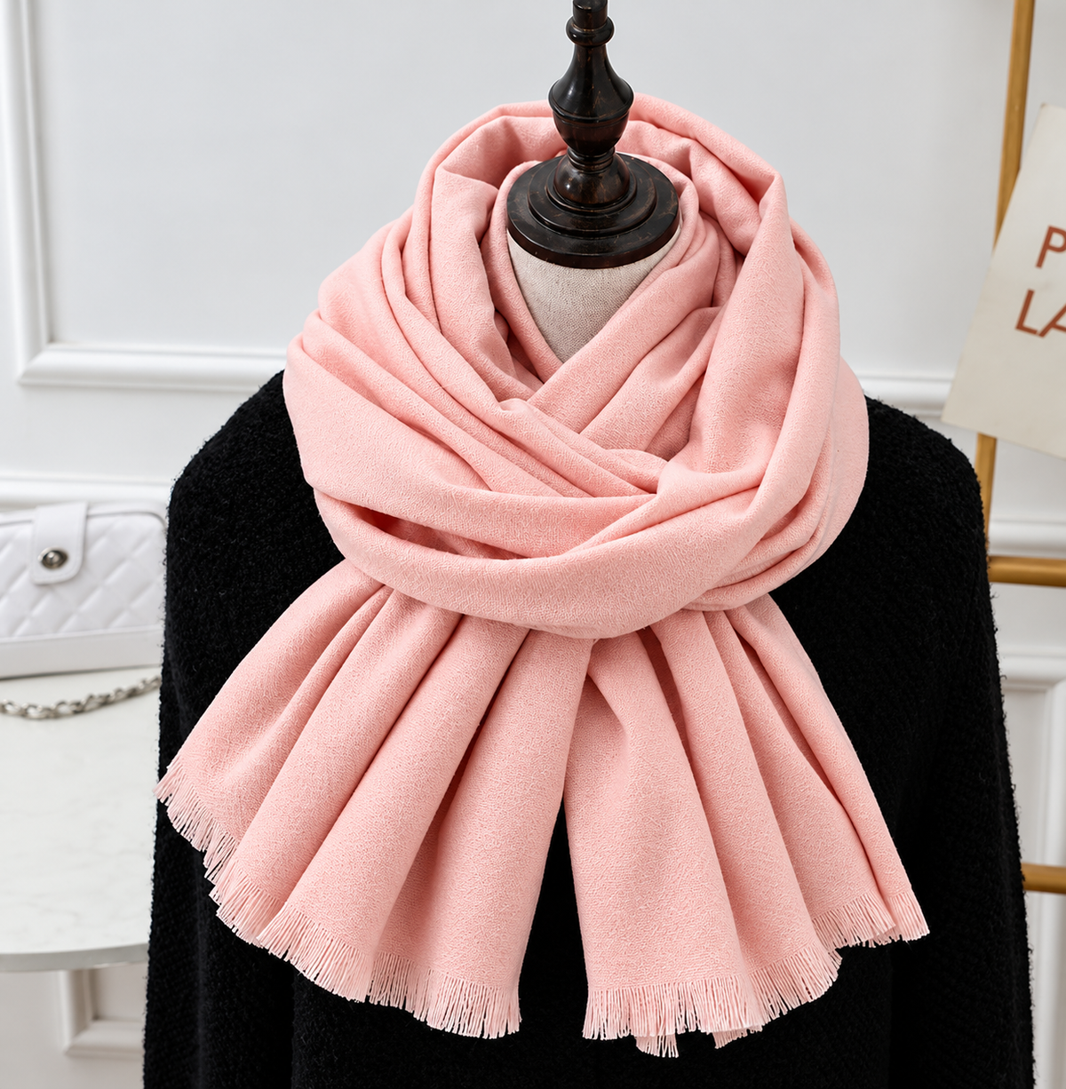 Écharpe en maille finement tissée, unisexe, longue et fluide, accessoire d’hiver chaud pour l’automne-hiver | Sansoti