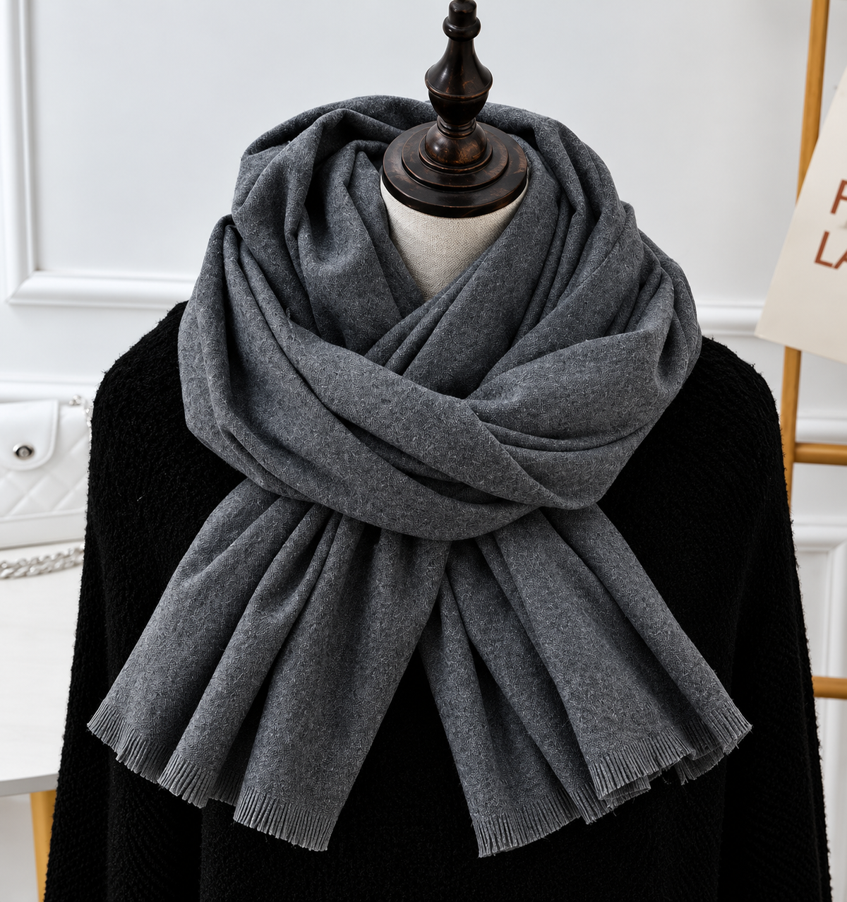 Écharpe en maille finement tissée, unisexe, longue et fluide, accessoire d’hiver chaud pour l’automne-hiver | Sansoti