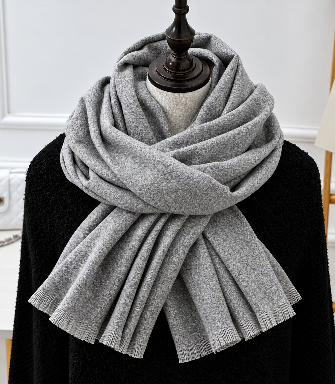 Écharpe en maille finement tissée, unisexe, longue et fluide, accessoire d’hiver chaud pour l’automne-hiver | Sansoti