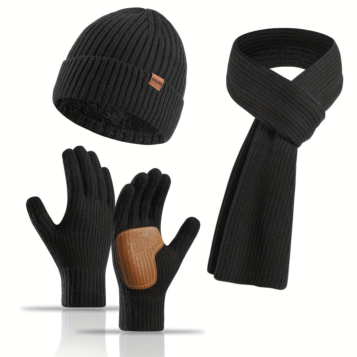 Knitted Winter Set Hat Scarf Gloves Unisex Warm Comfortable Soft for Walking Travel Outdoor Winter | Sansoti
