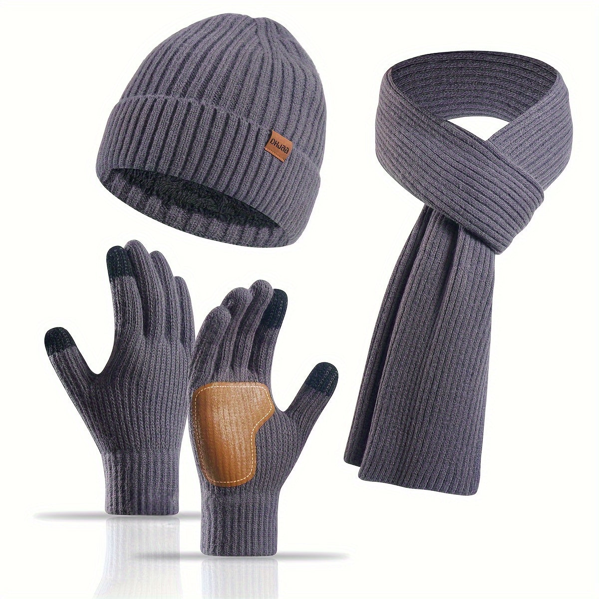 Knitted Winter Set Hat Scarf Gloves Unisex Warm Comfortable Soft for Walking Travel Outdoor Winter | Sansoti