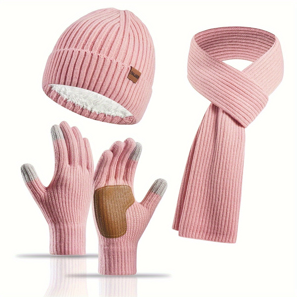 Knitted Winter Set Hat Scarf Gloves Unisex Warm Comfortable Soft for Walking Travel Outdoor Winter | Sansoti