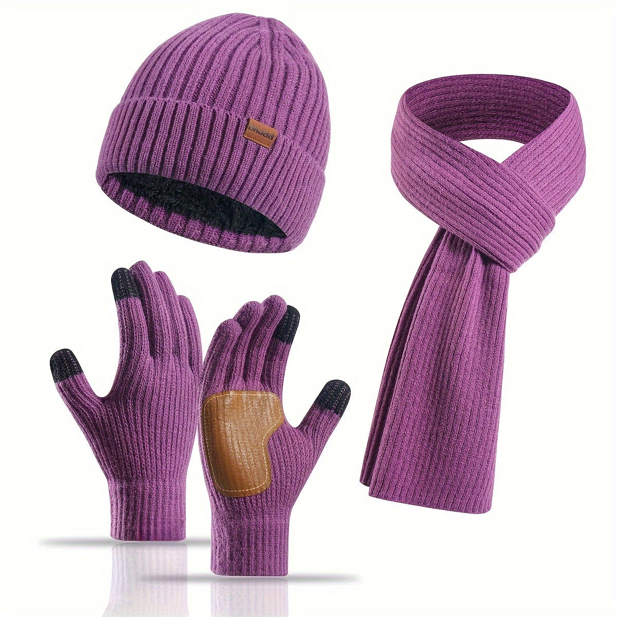 Knitted Winter Set Hat Scarf Gloves Unisex Warm Comfortable Soft for Walking Travel Outdoor Winter | Sansoti