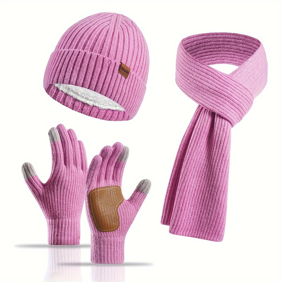 Knitted Winter Set Hat Scarf Gloves Unisex Warm Comfortable Soft for Walking Travel Outdoor Winter | Sansoti