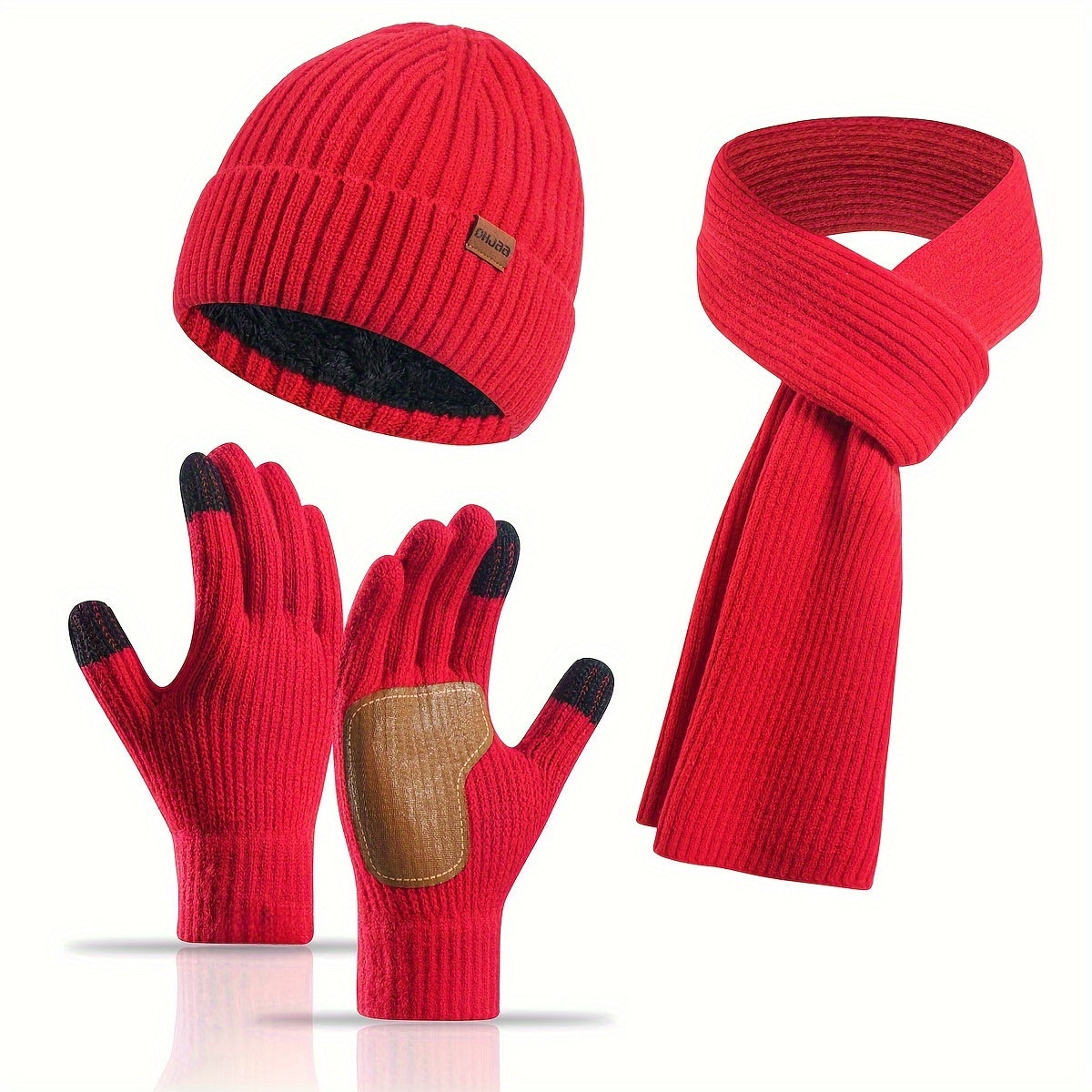 Knitted Winter Set Hat Scarf Gloves Unisex Warm Comfortable Soft for Walking Travel Outdoor Winter | Sansoti