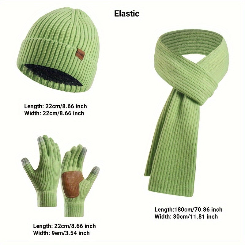 Knitted Winter Set Hat Scarf Gloves Unisex Warm Comfortable Soft for Walking Travel Outdoor Winter | Sansoti