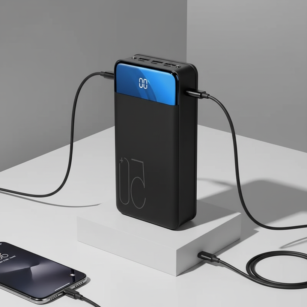 Portable Charger 50000mAh Multi-Device USB-C Fast Charging Laptop Smartphone Tablet Power Bank Black White | Sansoti
