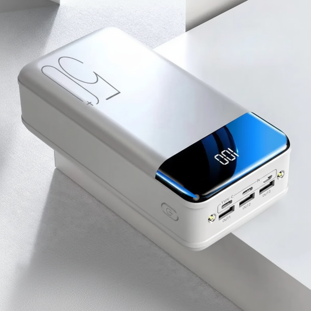 Portable Charger 50000mAh Multi-Device USB-C Fast Charging Laptop Smartphone Tablet Power Bank Black White | Sansoti