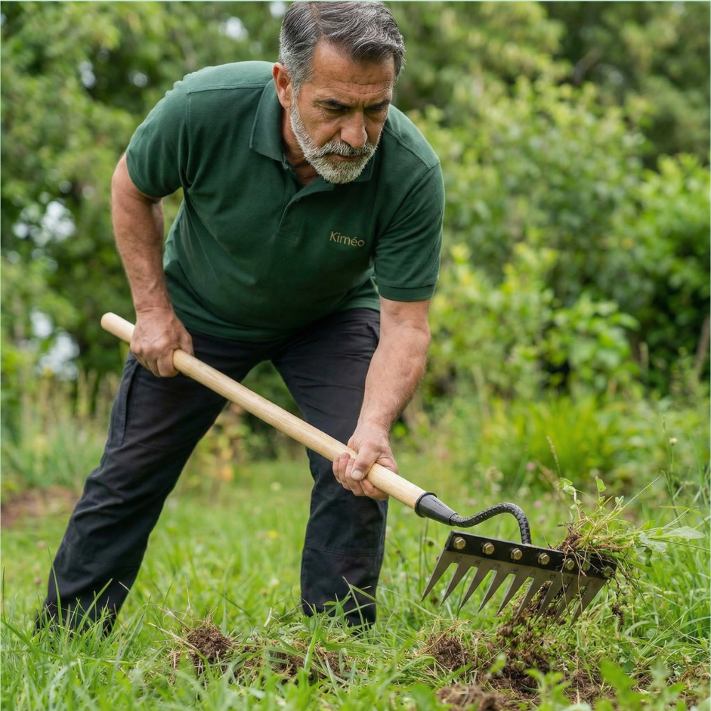 Garden rake for weed removal with robust steel construction | Sansoti