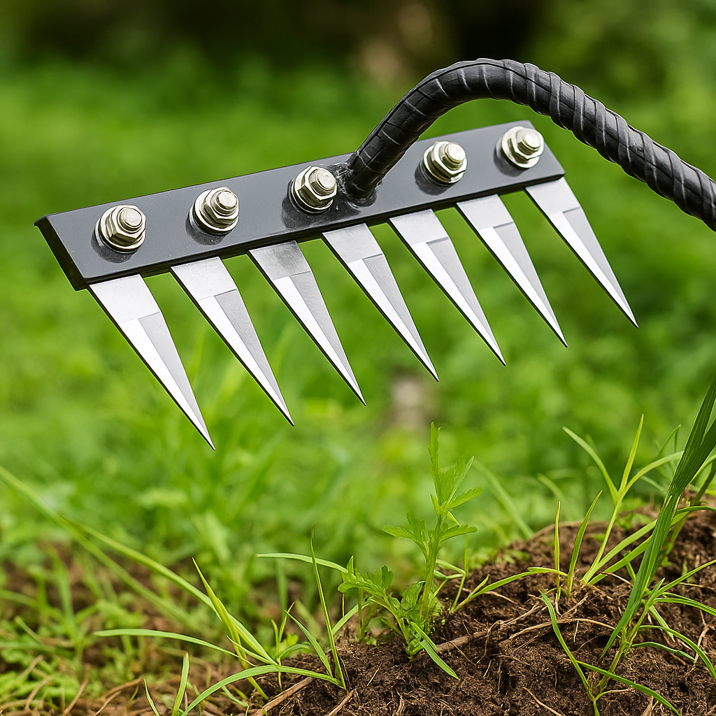 Garden rake for weed removal with robust steel construction | Sansoti