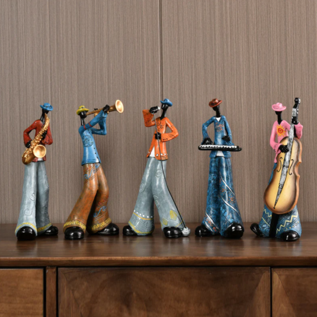 Dekorative Musikerfigur im Jazz-Stil, handbemalt, Keramik, Wohnzimmer, Interieur-Akzente, Dekoration | Sansoti