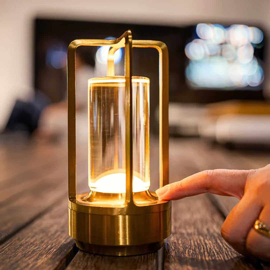 Draagbare Kristallen Tafellamp op Batterijen Dimbaar LED Goud Zilver Zwart Sfeerlamp Draadloos | Sansoti