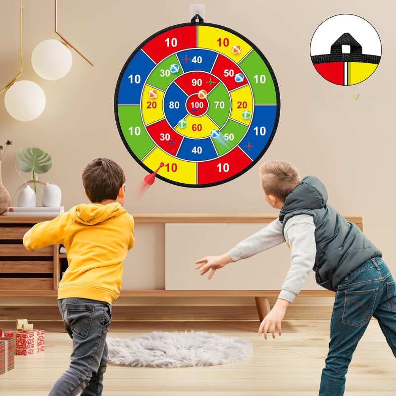 Dartbord voor Kinderen met Klittenballetjes – Dubbelzijdig Outdoor & Indoor Spel | Sansoti