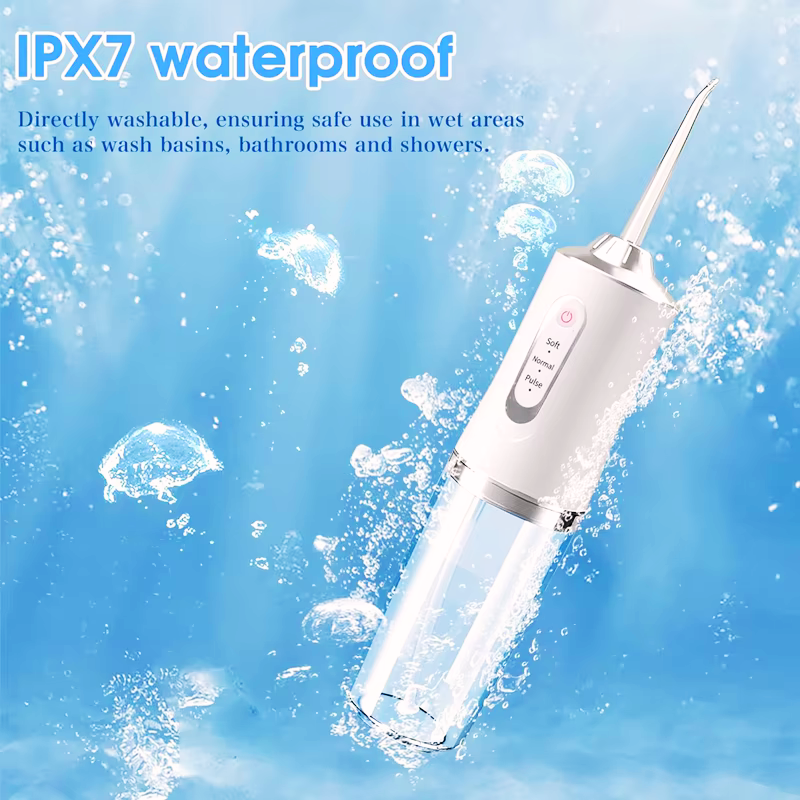 Hydropulseur portable rechargeable 4 niveaux de pression nettoyage interdentaire soins dentaires à domicile ou en déplacement sans fil compact | Sansoti