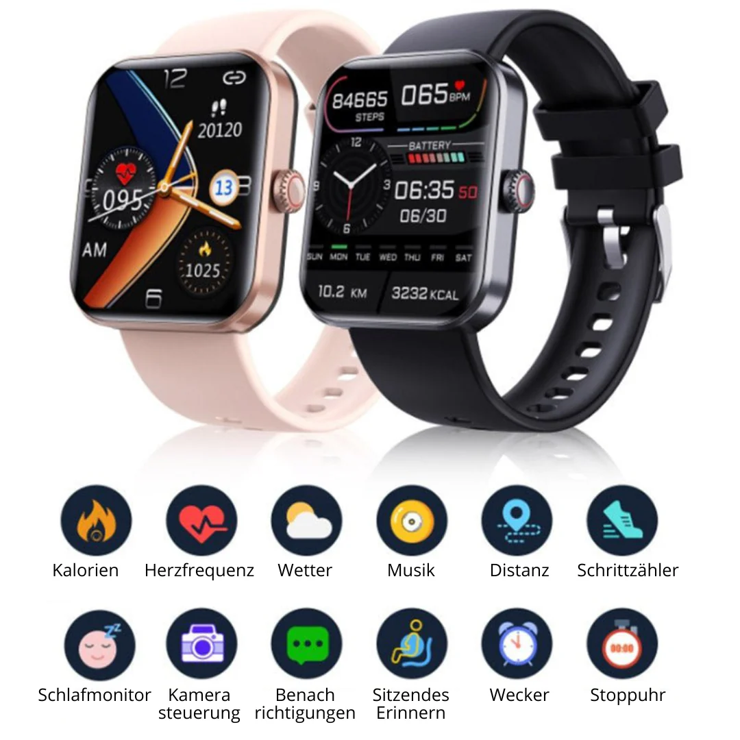 Slimme Smartwatch met Niet-Invasieve Bloedglucosemeting – Gezondheidstracker voor Hartslagmeting, Bloeddruk en Zuurstofniveau | Sansoti