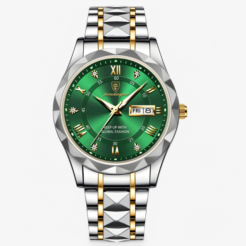 Luxe Herenhorloge met Kwartsmechanisme – Roestvrij Staal Armband – Zilver Zwart Goud – Waterbestendig Polshorloge voor Mannen 42mm | Sansoti
