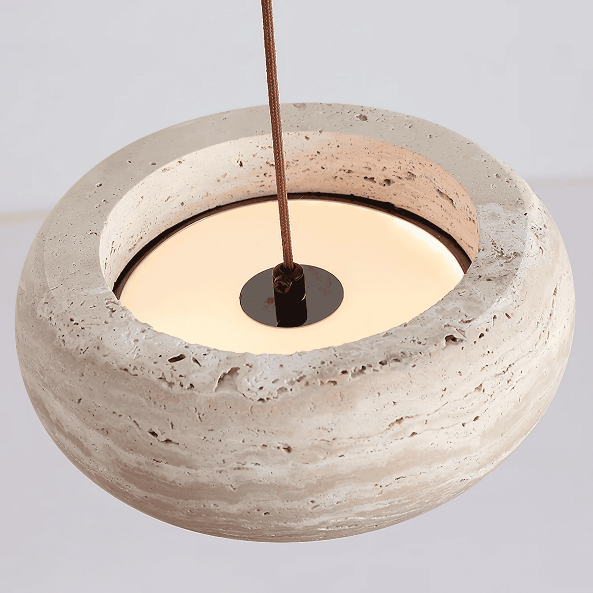 Pendant Light Travertine Natural Stone Cylinder Warm Light Modern Adjustable Cord Dining Table Kitchen Island Living Room | Sansoti