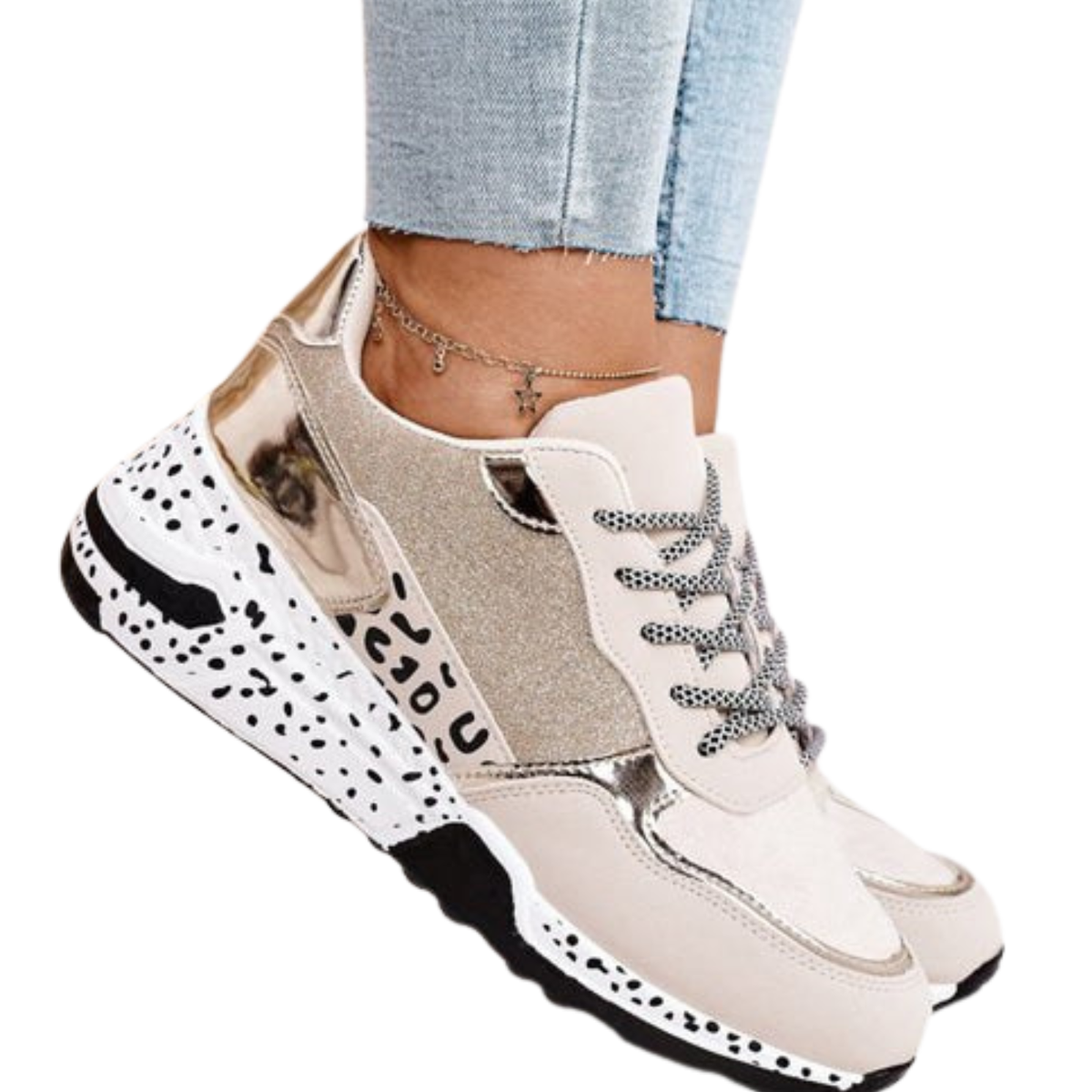 Dames Sneakers Lichtgewicht Antislip Zool Comfortabel Voetbed Dagelijks Gebruik Goud Zilver Casual Sportschoenen | Sansoti