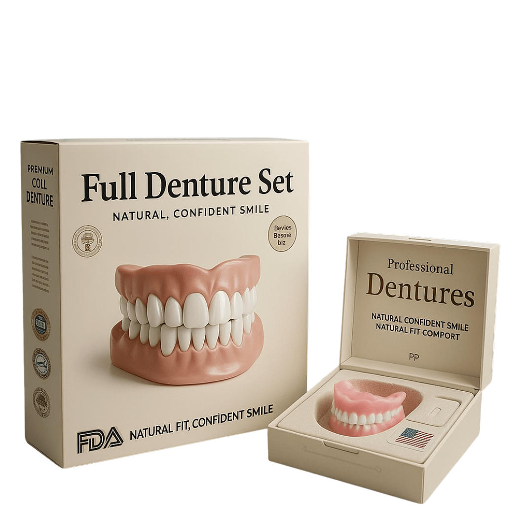 Flexible Denture Set for Upper & Lower Jaw, Reusable, Adjustable, Cosmetic Comfort for Everyday Use | Sansoti