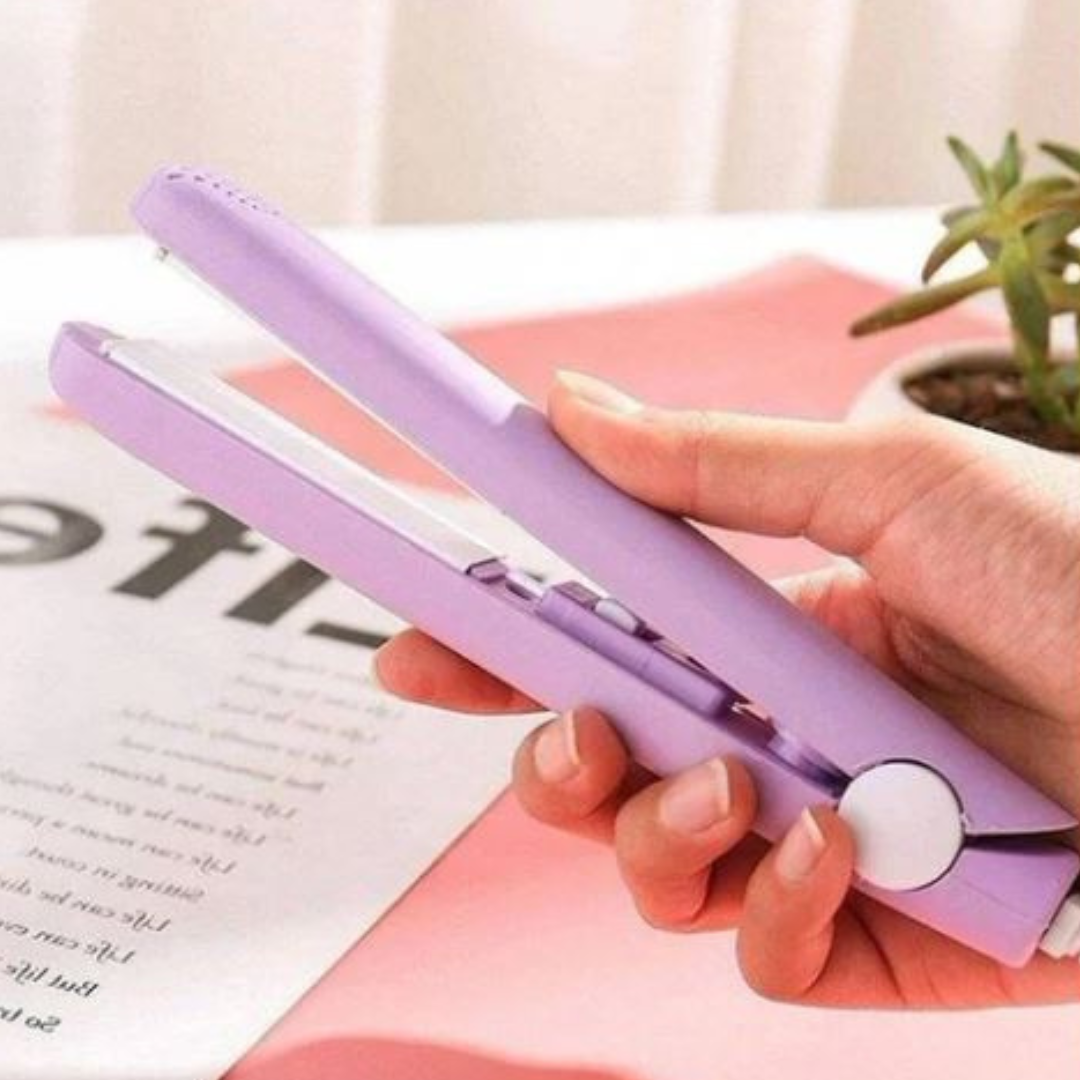 Compact Keramisch Haarstyler voor Krullen en Glad Haar met 3D-Platen Roze Paars Blauw Wit Groen Geel Snel Opwarmen 45 Seconden Instelbare Temperatuur Reisstyler | Sansoti