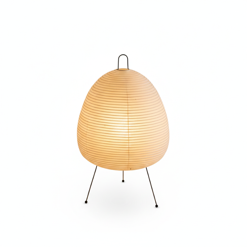 Round Table Lamp with Rice Paper and Bamboo - Japanese Inspired Minimalist Design - Warm White 2700K LED - Ø25×38 cm | Sansoti